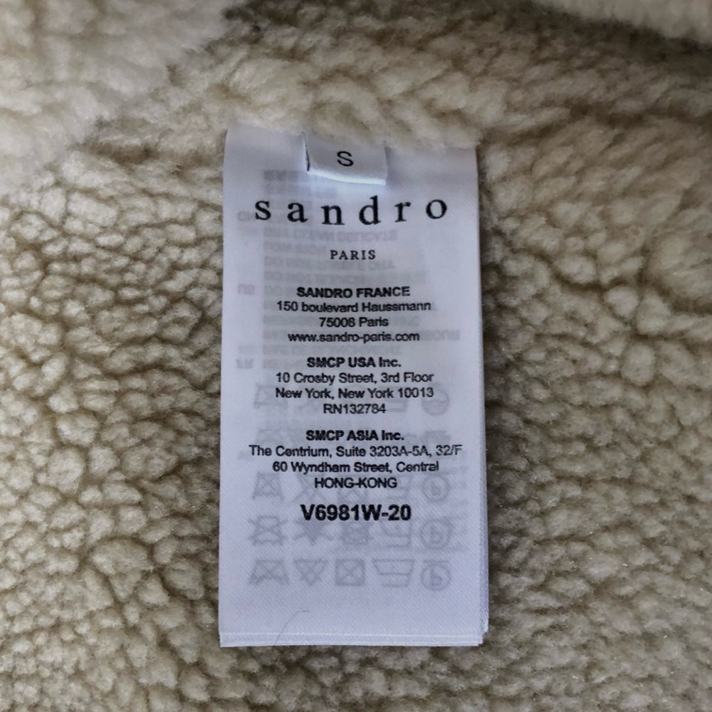 Sandro Black Shearling Jacket Size Small - image 8